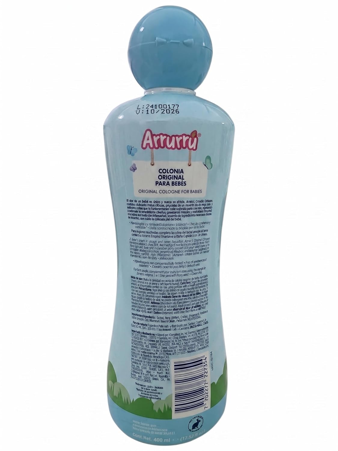 Arrurru Original Baby Cologne 800 ml (27.05 oz) – Light Fresh Baby Fragrance for Daily Use – Imported from Colombia (Blue (Azul), 27.05fl oz)