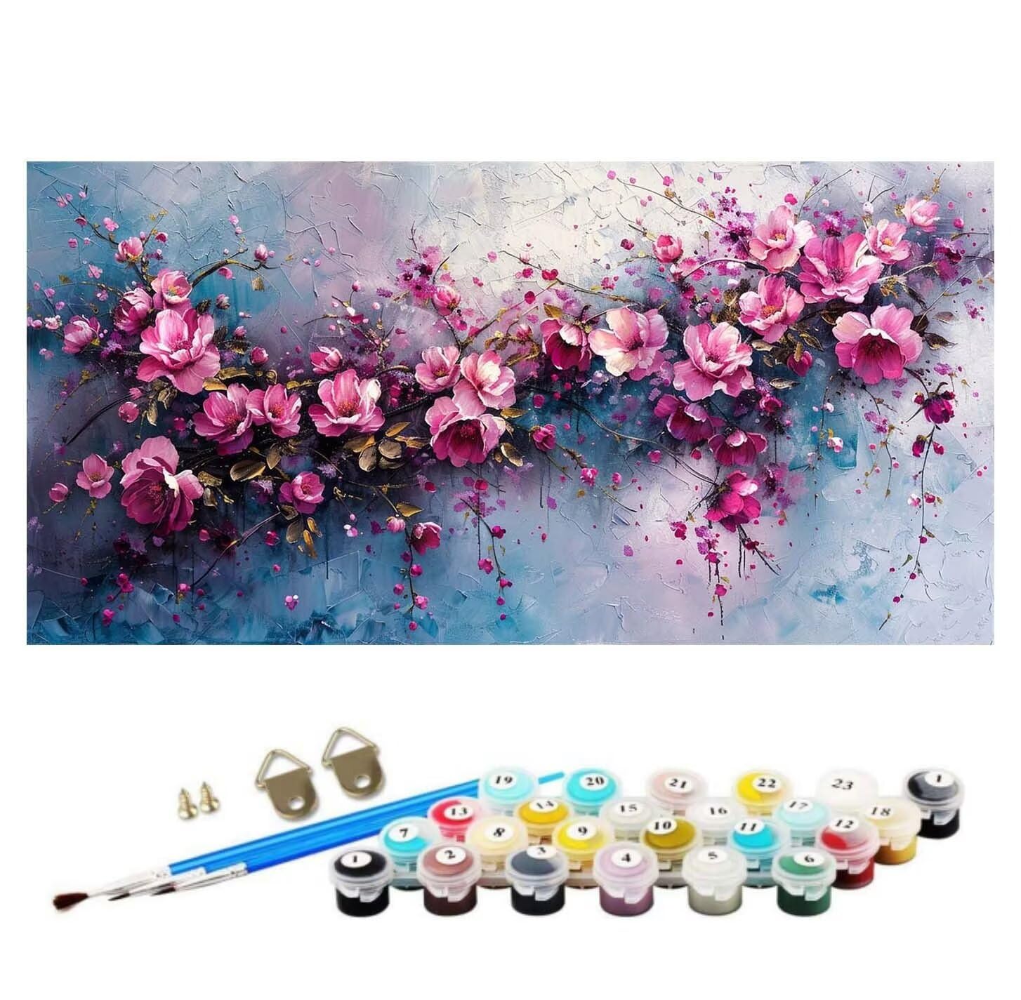 Anlage Malen Nach Zahlen Erwachsene Groß 60x120cm, Malen Nach Zahlen Blume Paint by Numbers, DIY Bastelset Erwachsene, mit 3-Pinseln und Acrylfarbe, für Zimmer Deko, Frauen Geschenk (Rahmenlos) Ly-216