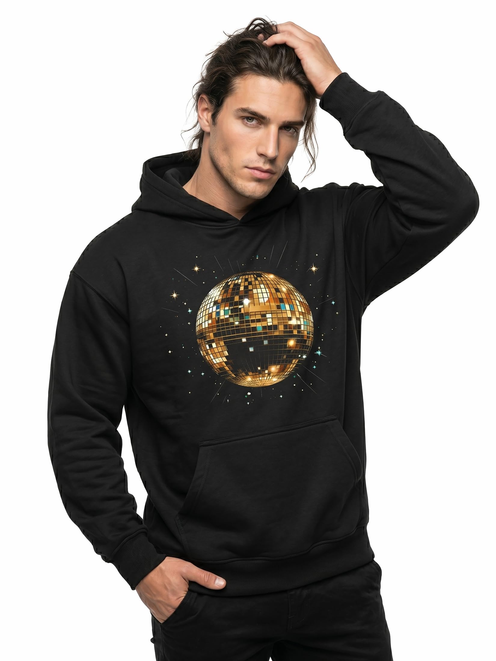 MAKAYA Bluza Z Kapturem W Stylu Retro Męska Bluza Z Kapturem Z Nadrukiem Bluza W Stylu Vintage Bluza Z Nadrukiem Disco I Kapturem