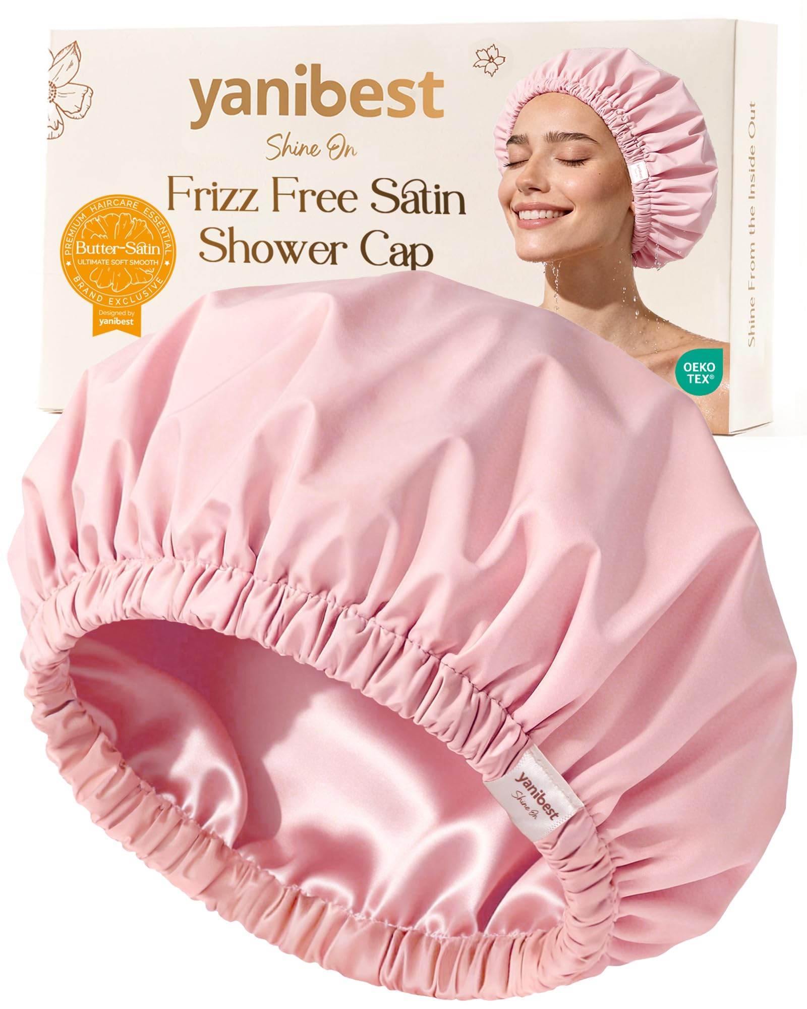 Satin Shower Caps for Women - Waterproof & Dry -11