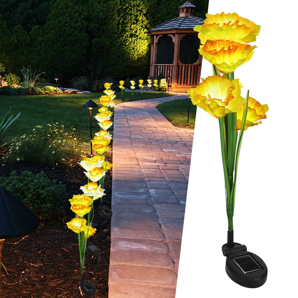 Riuty Outdoor Solar Garden Stake Lights,Waterproof Solar Powered LED Daffodil Flowers Lights Lamp for Garden Patio Backyard Decoration - Image 2