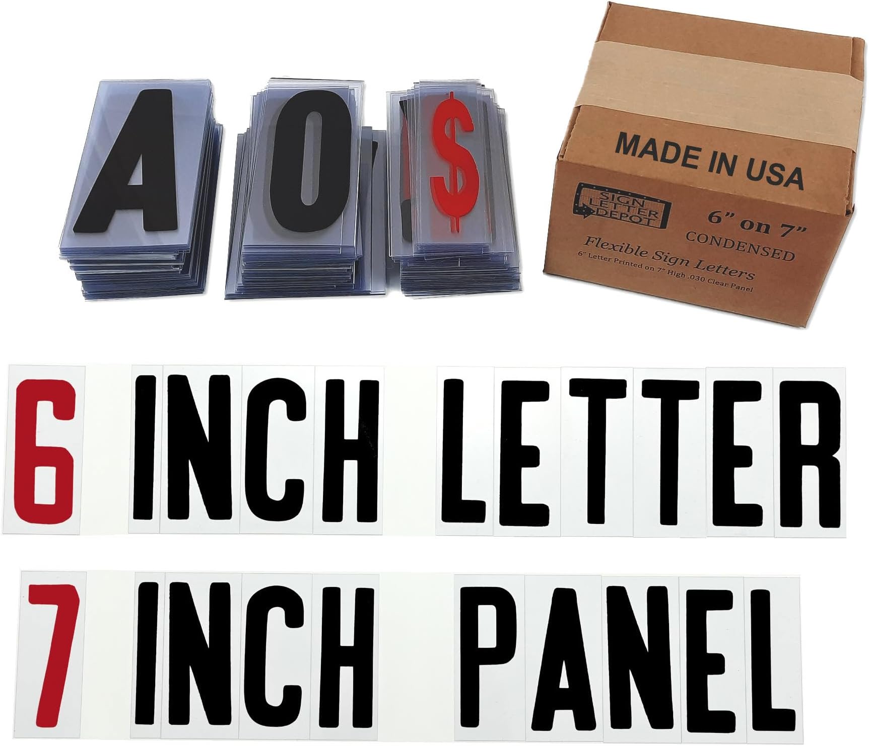 - Changeable Sign Letters 6” on 7-inch Flexible Panel - Condensed Font, Made in USA, Compatible with Flexible Letter Track or Texas Track