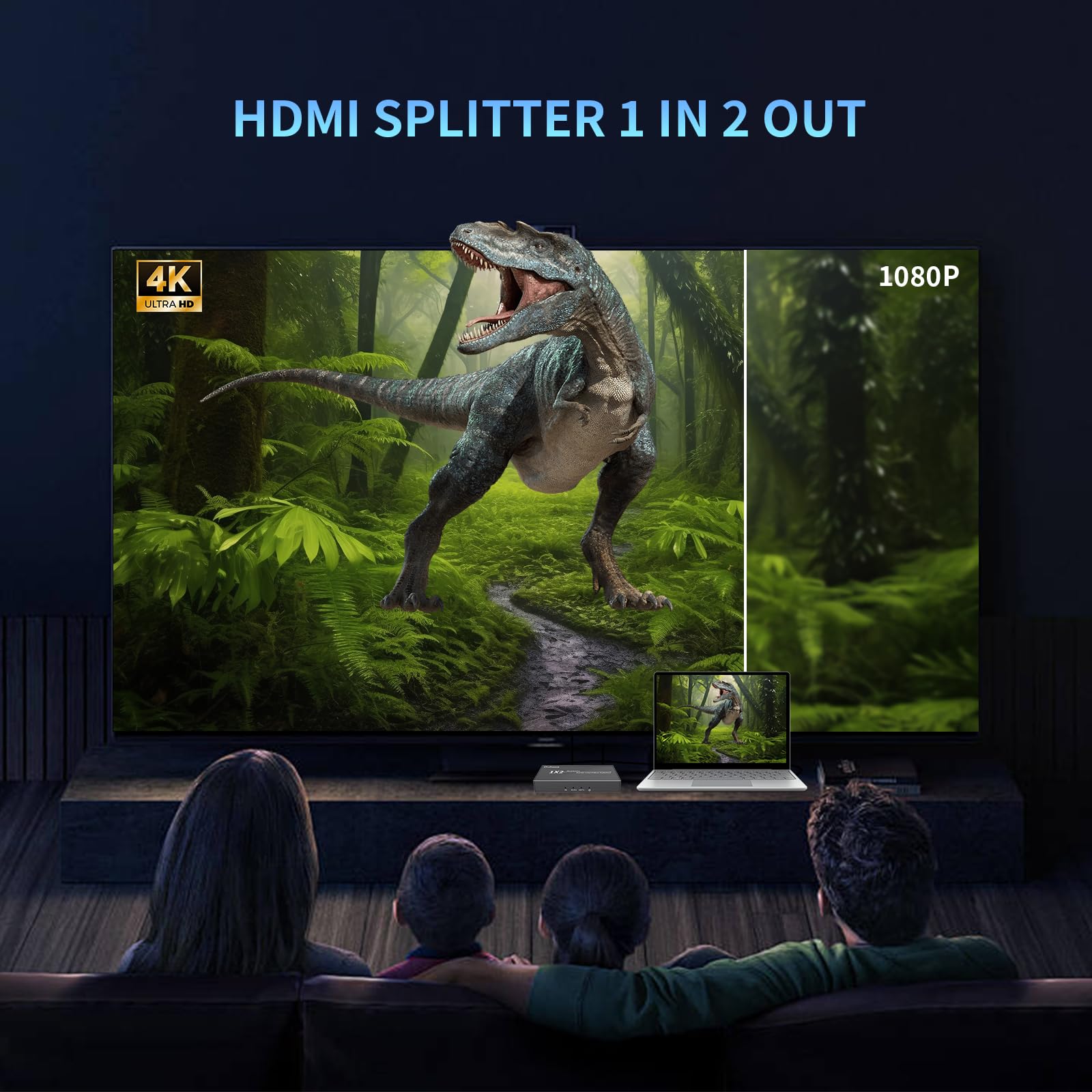 Splitter HDMI 1 in 2 Out 4K60@HZ, EDID, Duplicate/Mirror 4K, scatola di distribuzione audio video, supporto 3D e 4K x 2K, compatibile per HDTV, laptop, DVD, PS4/PS5, proiettore, ecc