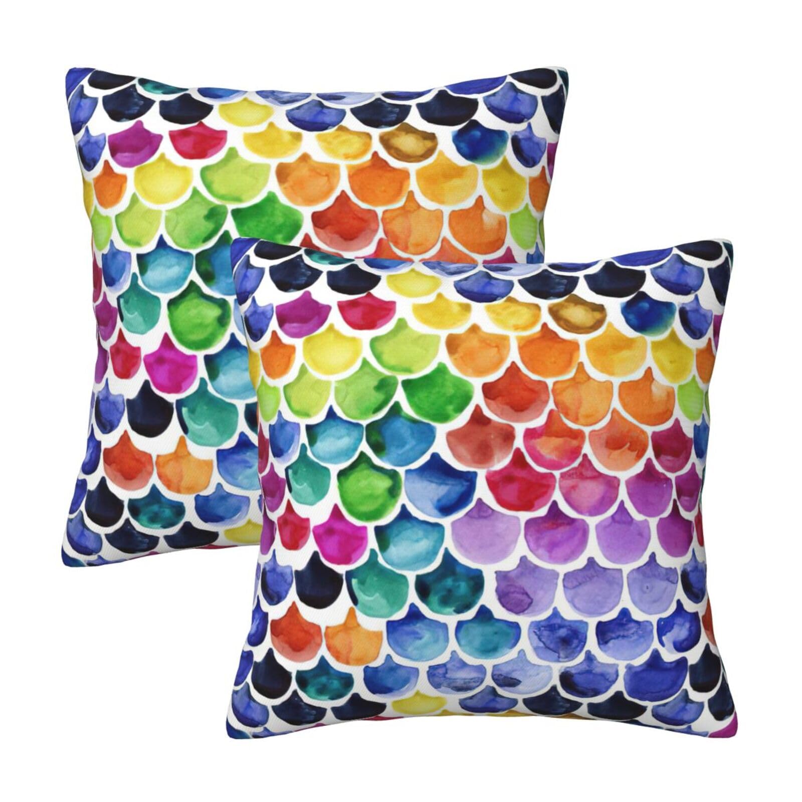 RRhgipp Mermaid Fish Scale Throw Pillow Cases Decorative Cushion Covers Couch Bed Sofa Decoration Xmas Gifts Bed