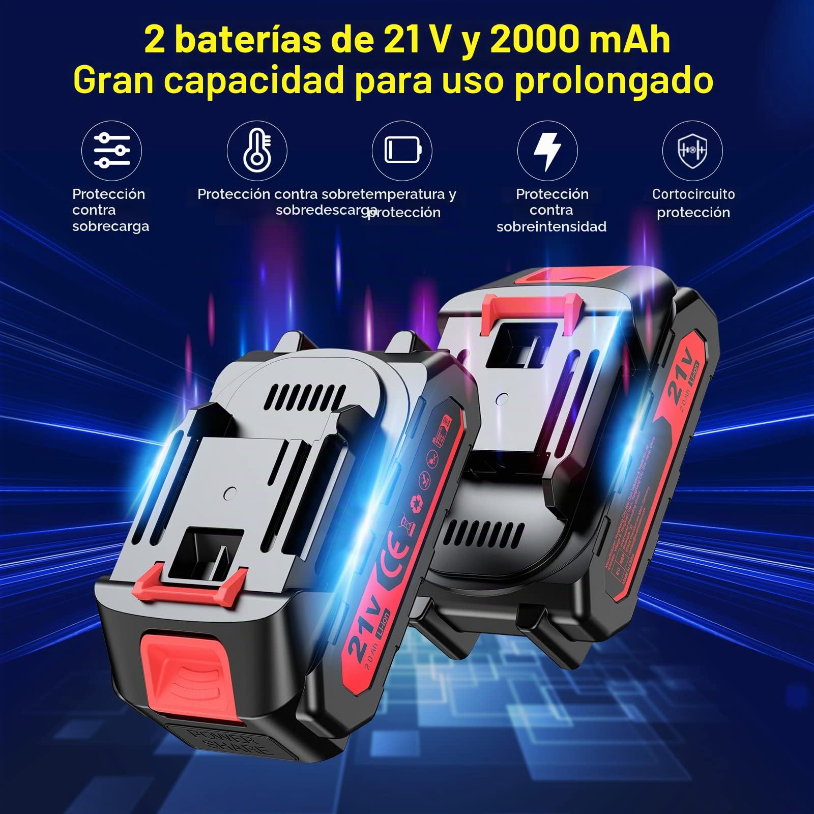 Bogseth Mini Motosierra Bateria 6 Pulgadas, Motosierra Eléctrica, Motosierra de Mano para Ramas, Rboles, Jardín, 2 Baterías, 2 Cadenas