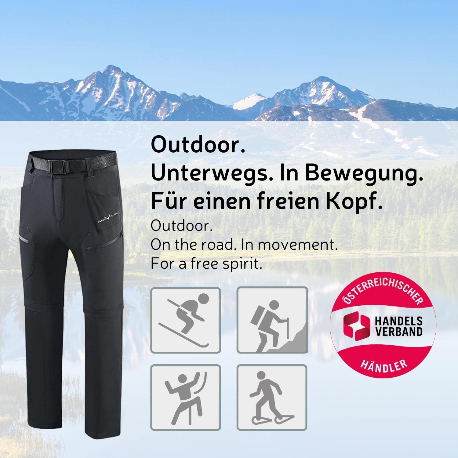 Black Crevice Pantaloni da Trekking da Uomo con Zip off Leg Escursionismo