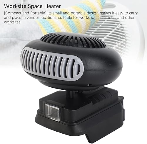 Miniatura 4 de lyrlody Ventilador de calentador portátil alimentado por batería 18V iones de litio 2 ajustes de temperatura 30-80 Calentador eléctrico compacto