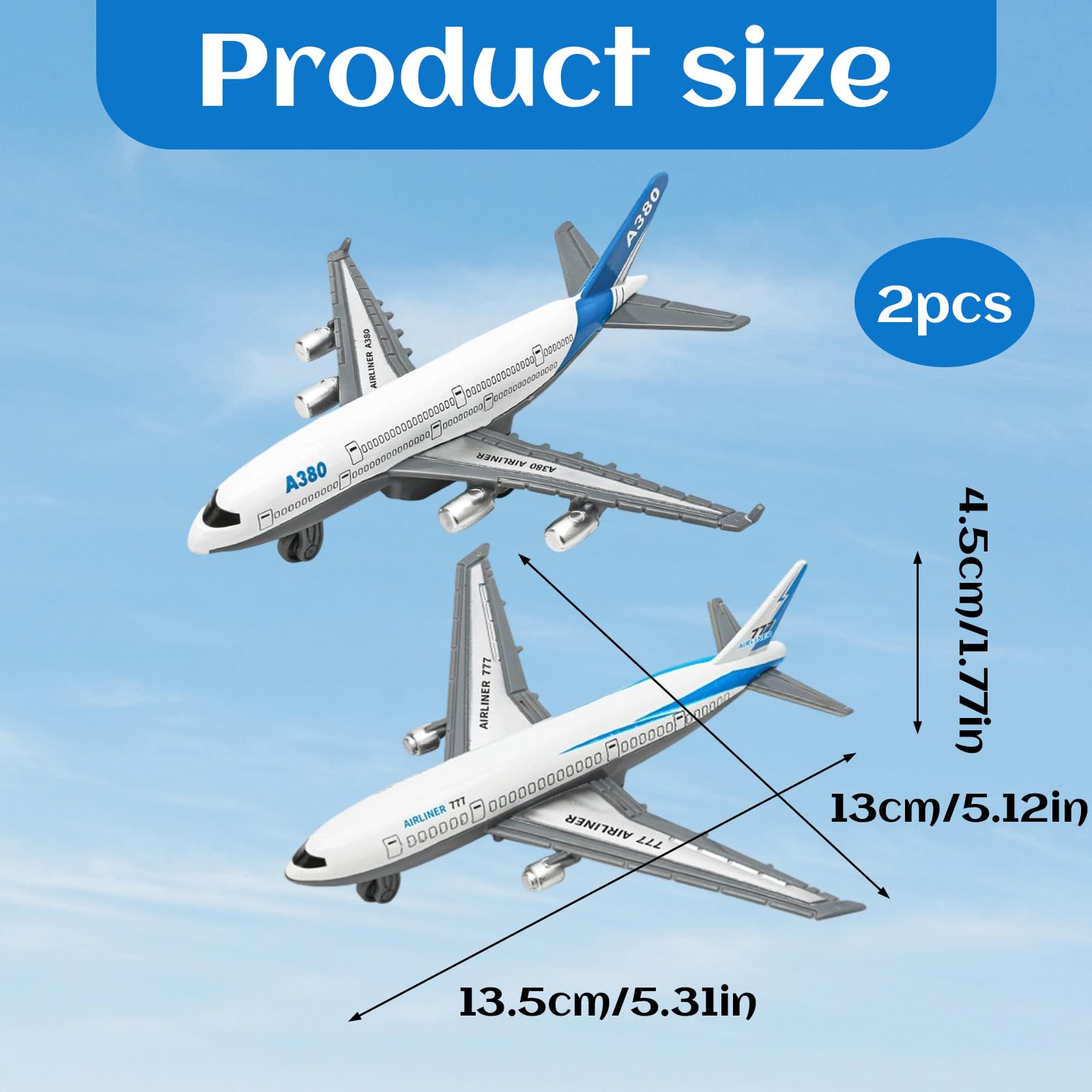 Bodeshis 2 Pcs 5.51 * 5.51in Airplane Toys Set - Image 2