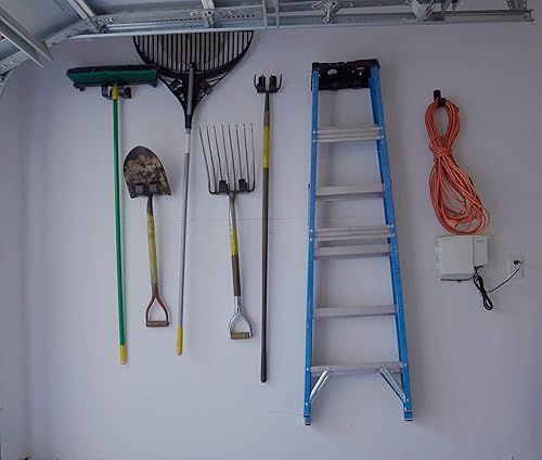 Vista 7 de Heavy Duty Garage J Hooks - 4-Pack Wall Mount Organizer for Shop, Tools, Bike, Ladder with Installation Kits