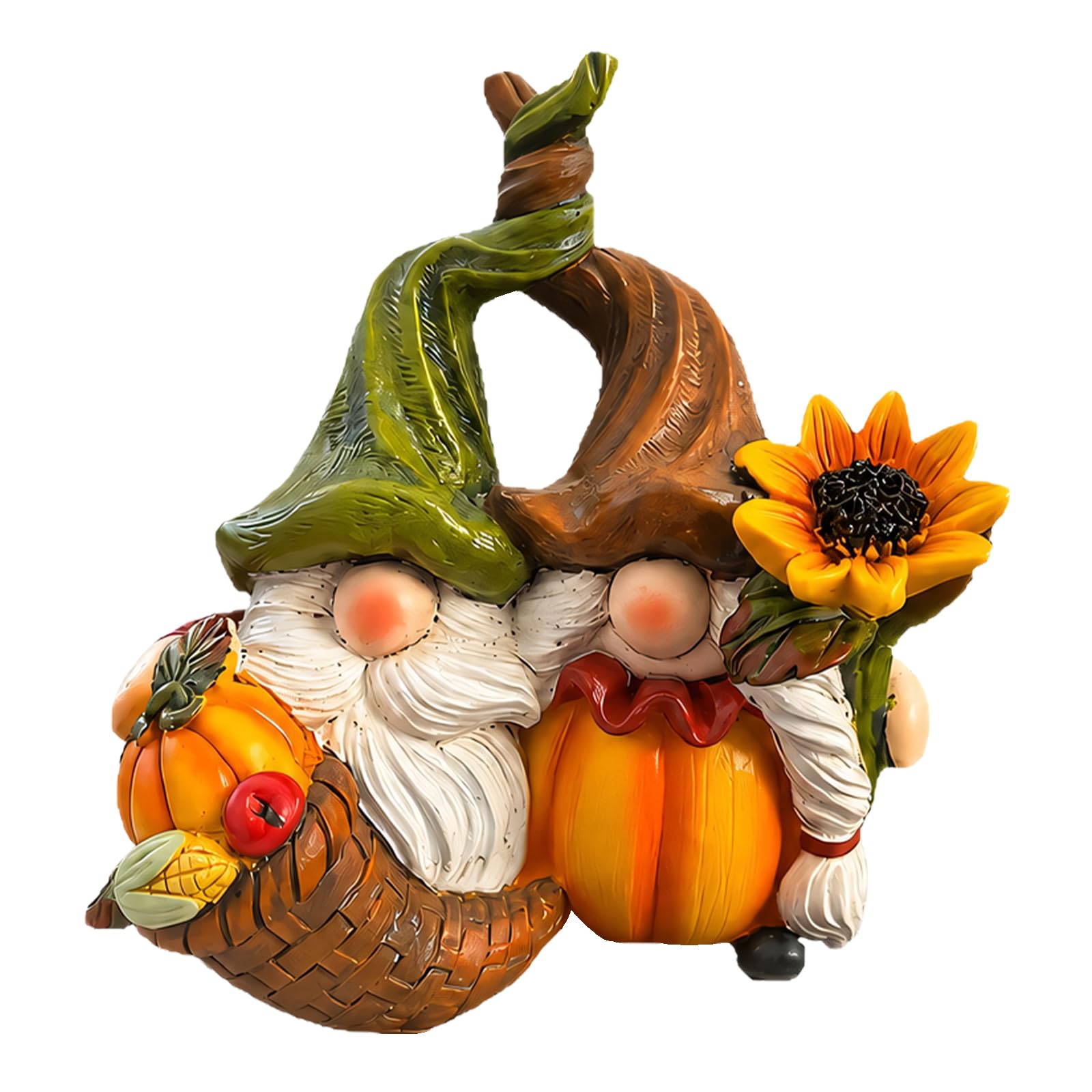 Pangboer Multicolor Fall Harvest Gnomes Figurines Resin Tabletop Decor With Pumpkin Sunflower Accents For Thanksgiving Mantel Shelf Entryway Display, Compact Seasonal Accent Fall Pumpkin Gnomes Decorations Autumn Decor