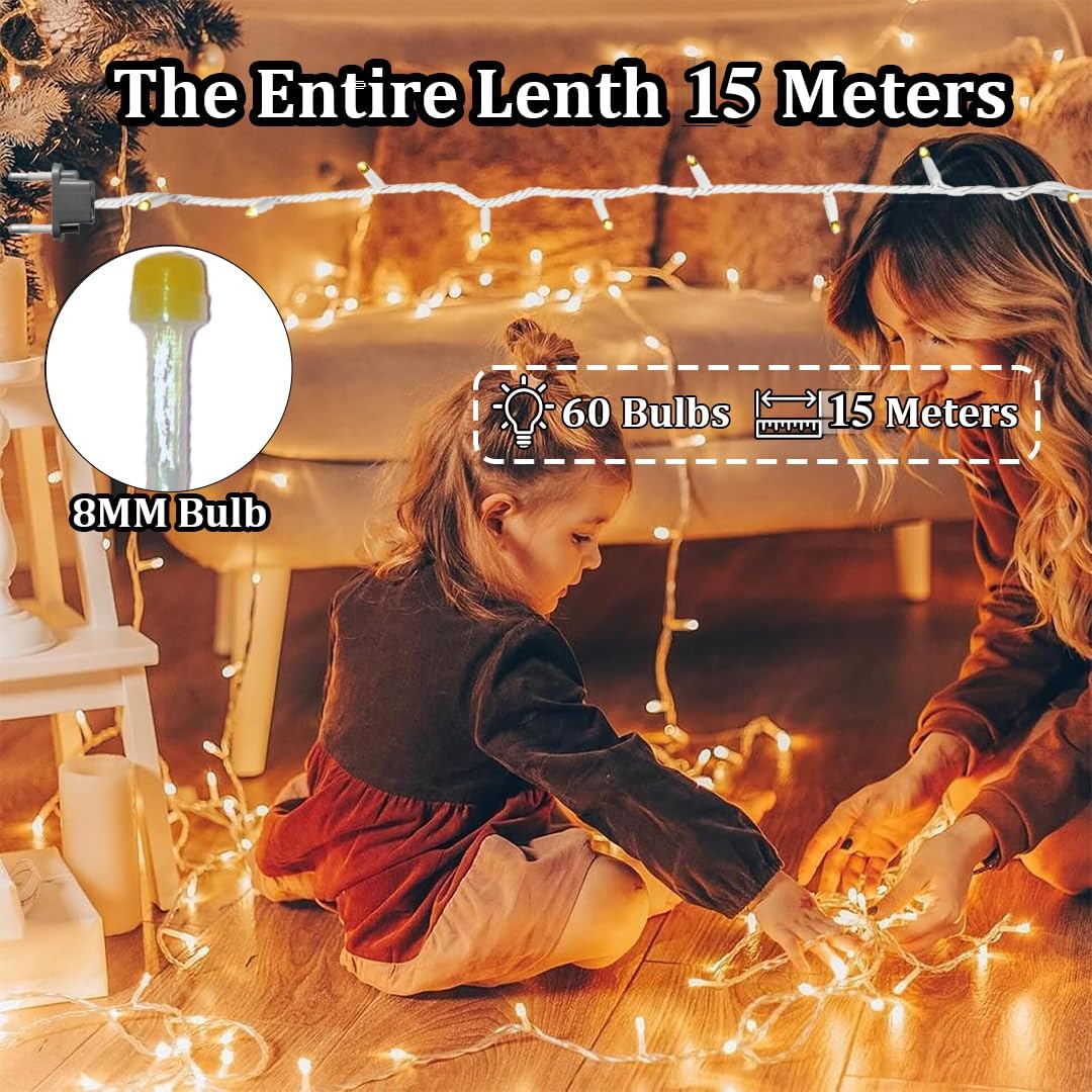Fairy String Lights - 60 LED 15m Warm White -4
