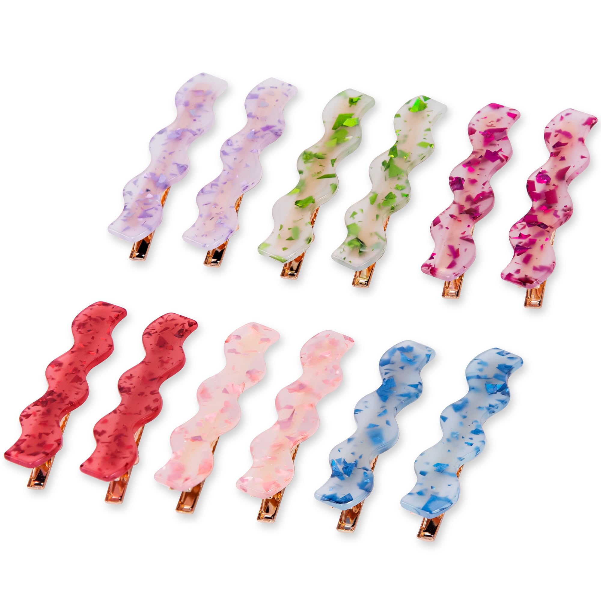 12 PCS Acrylic Resin Alligator Barrettes For Women Small Cute Clips For Thick Thin Hair Fashion Decorative Accessories,Purple Green Blue Gradien Red