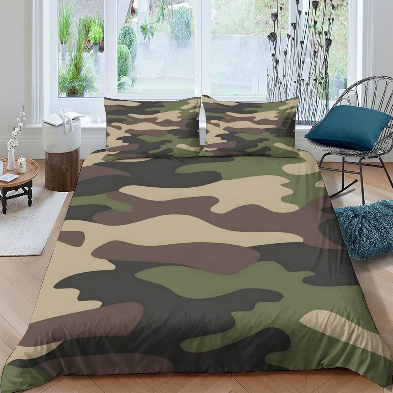 Ctjqhvkz Style-8 3D Printed Camouflage Fitted Sheet Microfiber Soft Breathable Army Green Mattress Cover For Bedroom Dorm Decor Mattress Protection Single（135X200cm）