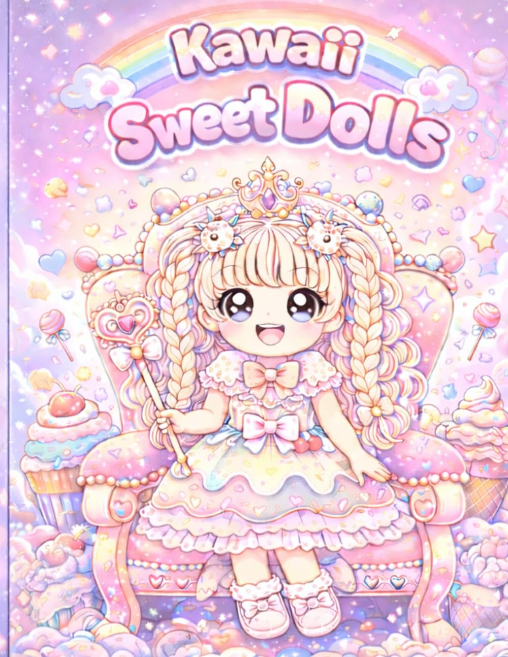Kawaii Sweet Dolls: Libro de colorear de muñecas Kawaii y Dulces