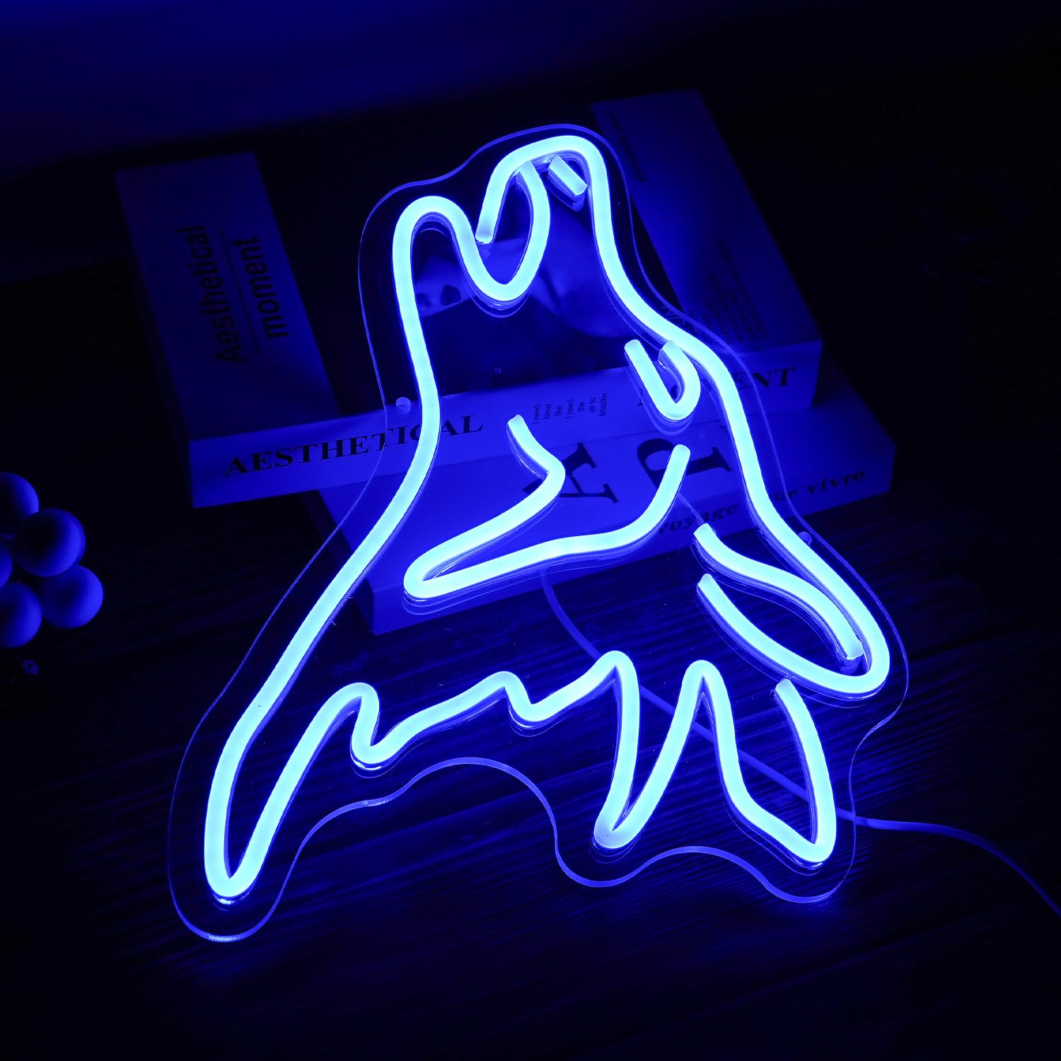 LISIGNVE Letrero de neón de lobo azul LED lindo lobo luces de neón para decoración de pared regulable USB dormitorio luces para habitación de niños decoración del hogar regalos de fiesta de cumpleaños