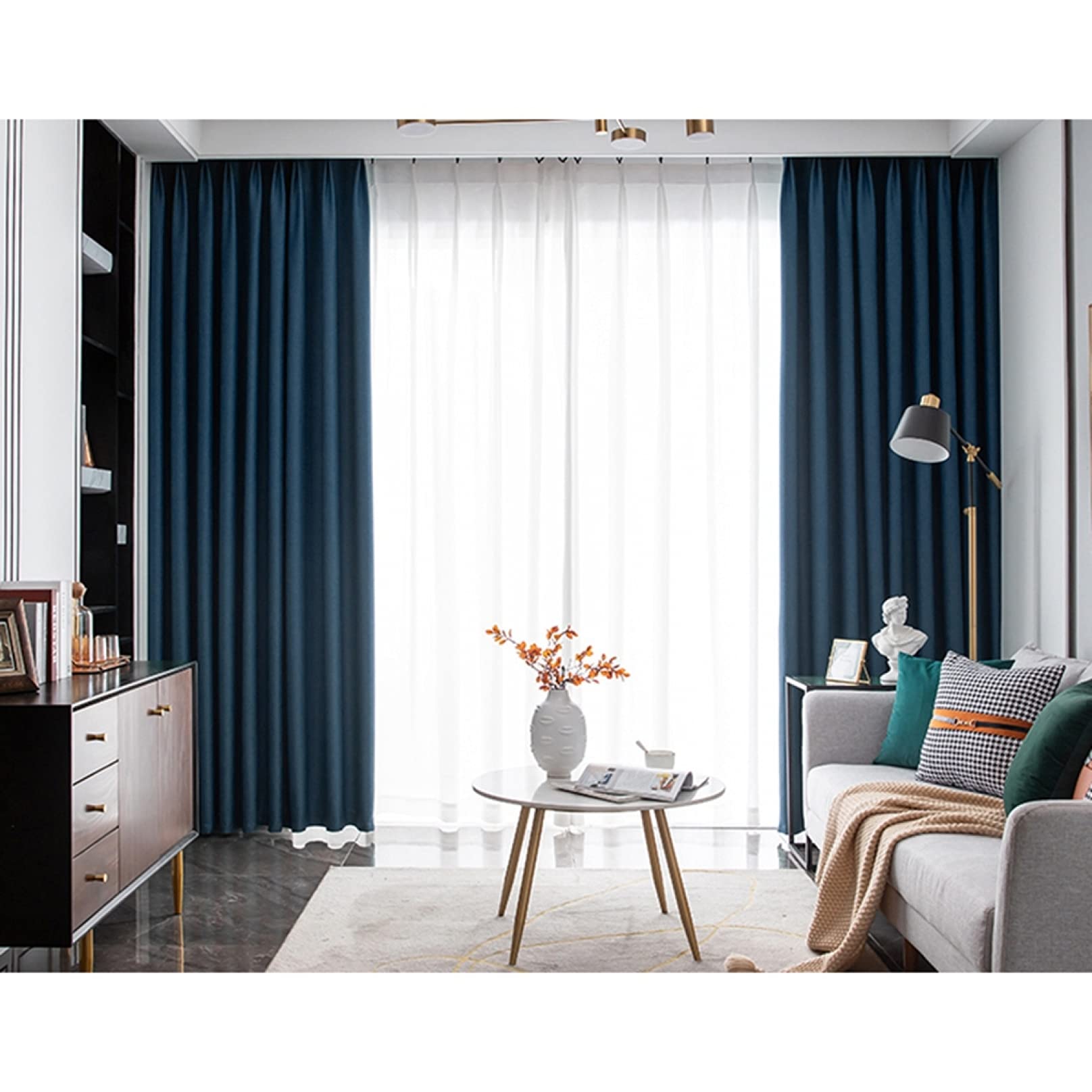Amazon｜カーテン 1級遮光 270*180 小窓 カラー ドレープカーテン