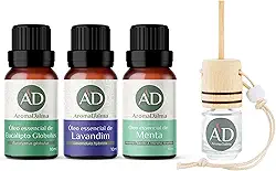Kit Respiração 3 Óleos Essenciais Aroma D'alma - Eucalipto Globulus, Lavandim Grosso e Menta + Aromatizante De Carro Aroma D’alma De Presente