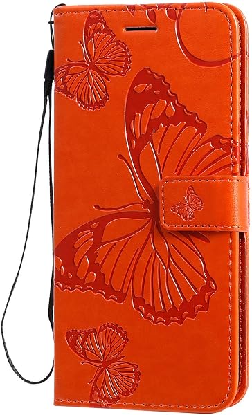 Coque pour Xiaomi Redmi Note 8T, Papillon Imprimé PU en Cuir Coque Magnétique Portefeuille TPU Étui Housse pour Xiaomi Redmi Note 8T - Orange - 2
