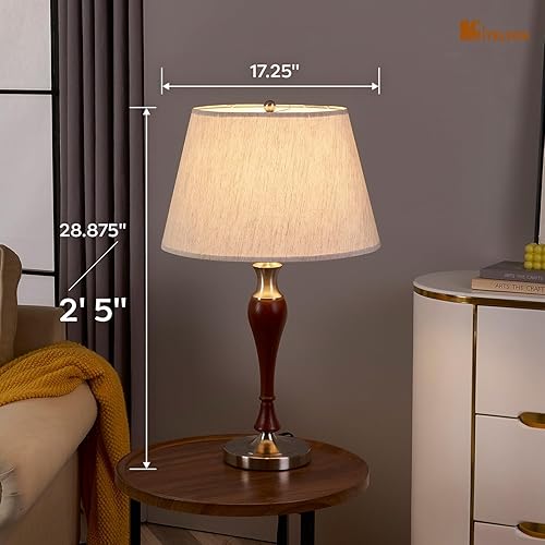 Miniatura 7 de Lámpara de mesa, moderna lámpara de escritorio para mesita de noche con regulador de intensidad y bombilla, lámpara de mediados de siglo para sala