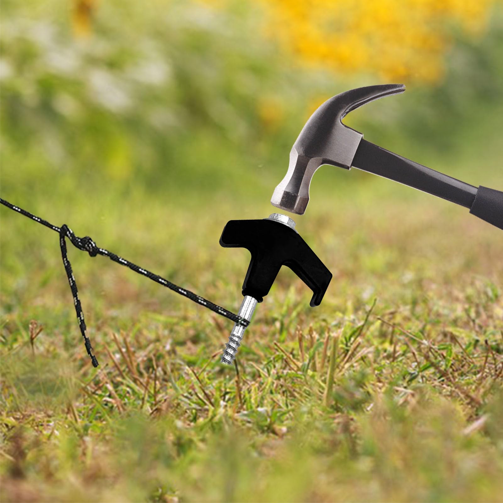 Nexboraque Confezione da 20 picchetti da tenda a vite, 20 cm, resistenti ancoraggi a terra con testa esagonale, picchetti da campeggio per patio, giardino, tettoie, prati, esterni (nero)