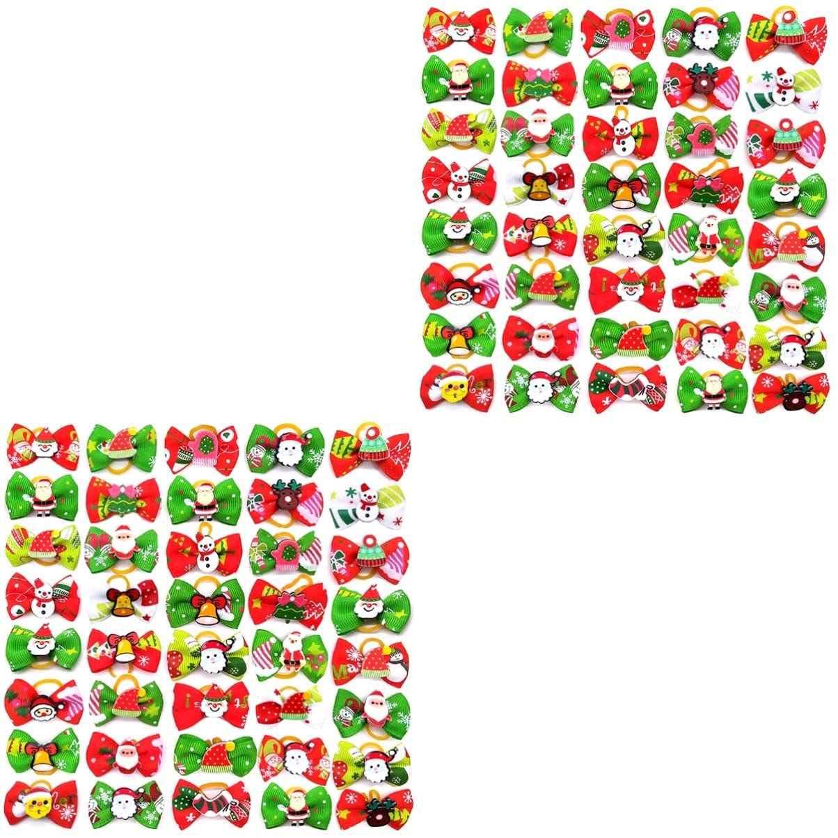 Mipcase 200 Pz Natalizi per di Animali Domestici Fiocchi di Pelo di Cane di Natale Fiocco di Natale per Cani Fiocchi di Pelo di Cucciolo Fiocchi di Cucciolo Elastico Il Cane