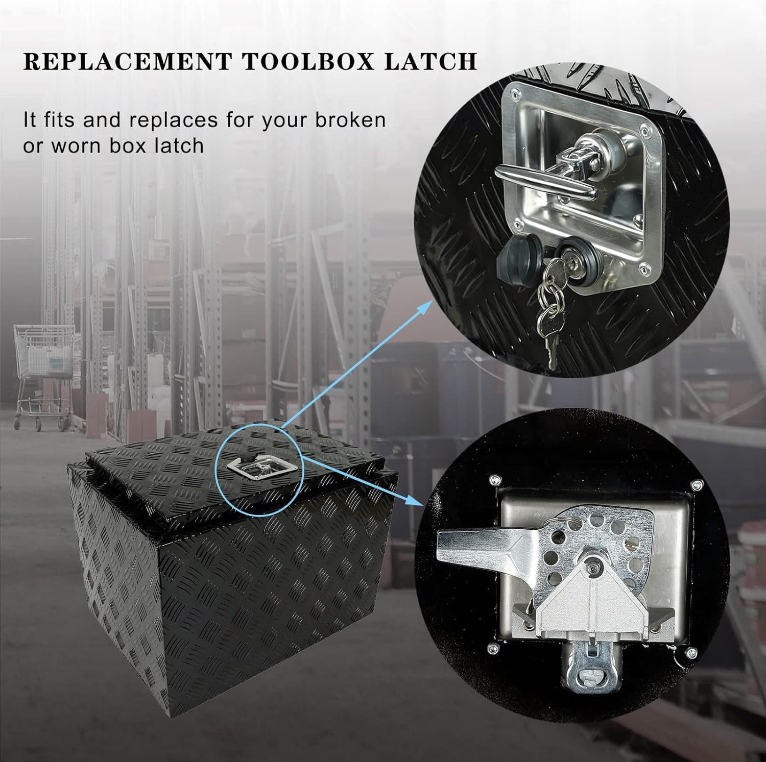 ToolBox Replacement T-Handle Latch 2pcs Stainless Steel Trailer Door Latch with Keys & Gasket