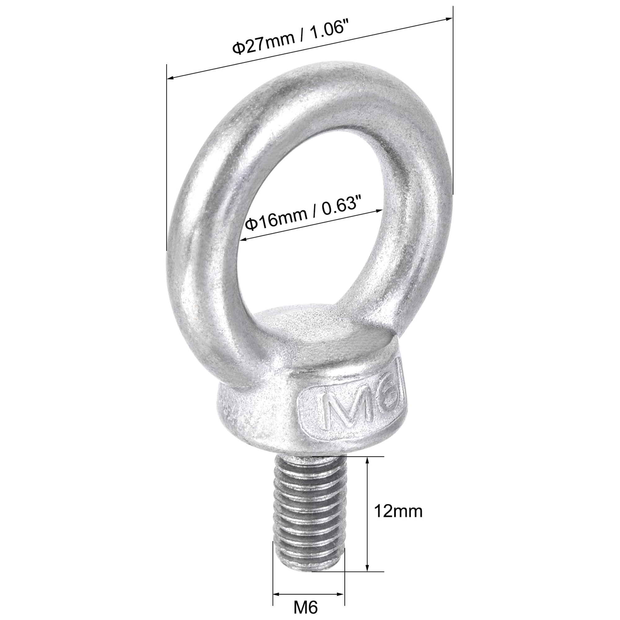 TA-VIGOR 2Pcs M6 x 12mm Lifting Long Eye Bolt, 304 Stainless Steel Wall Expansion Anchor Bolts - Image 2