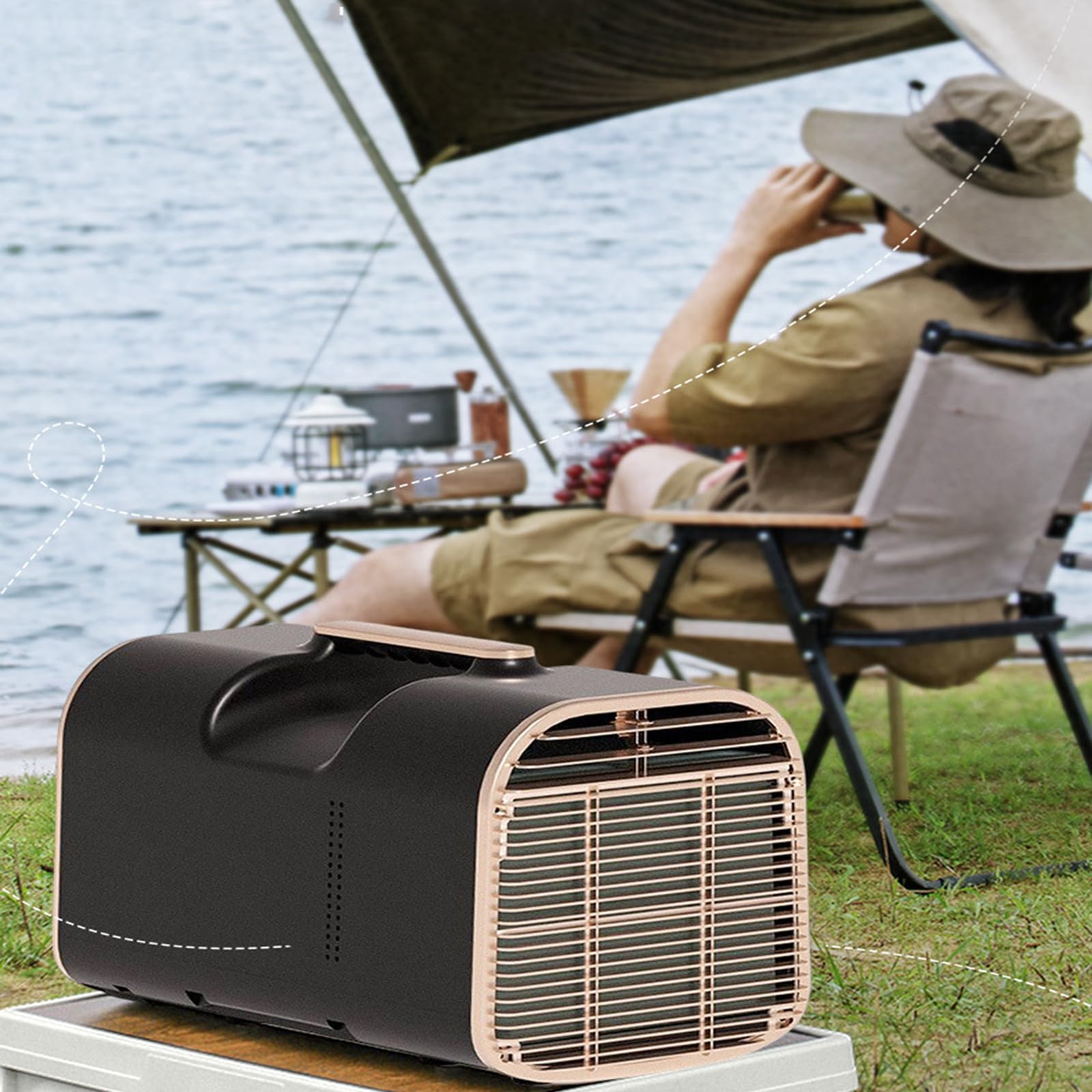 Portable Air Conditioner 4777BTU Tent Air Conditioner 600W Low Power Consumption DC or AC Dehumidification 3 Wind Speeds