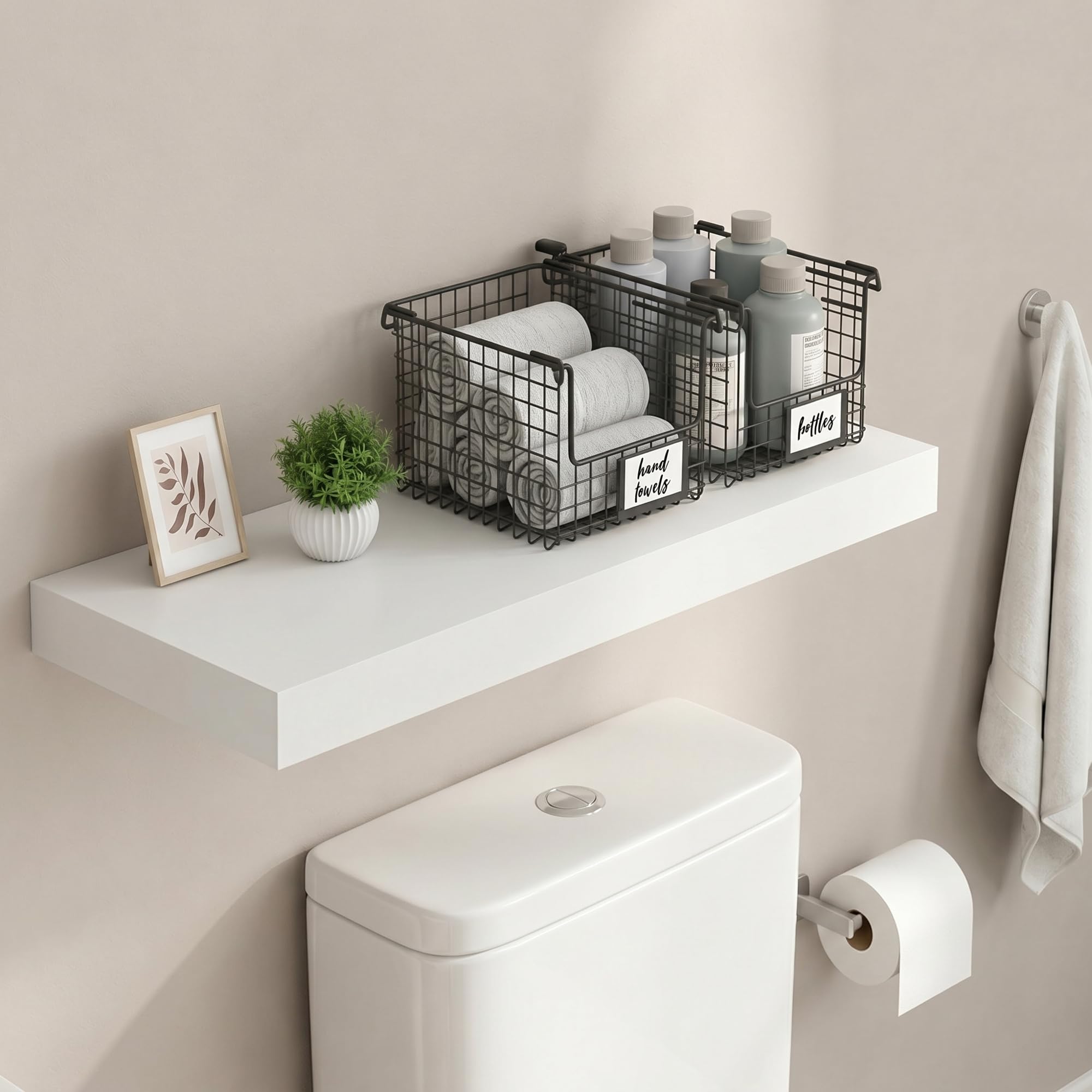 Furinno White / 11.8 x 35.4 / Modern Bathroom Shelves
