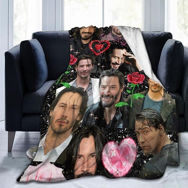 Keanu Reeves Sherpa Super Soft Mini Flannel Blankets, Lightweight and Comfortable Flannel Blankets for Children/Adults to Throw Blankets 50X40 in