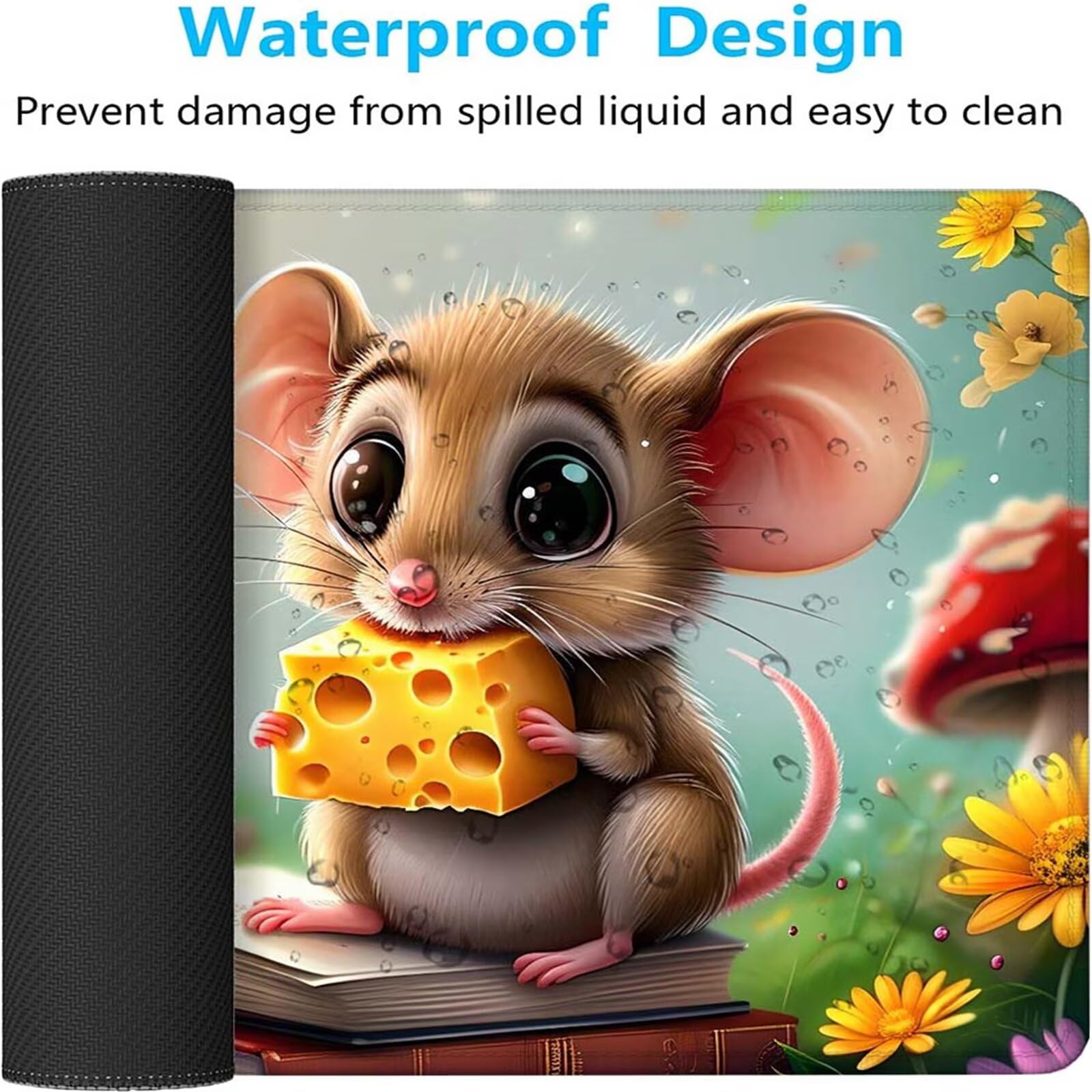 Alfombrilla Ratón Champiñón Ratón Alfombrilla Ratón XXL 1400x600x3mm Mouse Pad Resiste Salpicaduras, Extendida de Gran Tamaño con Bordes Cosidos, Mejora la Precisión y la Velocidad, Duradera y-375