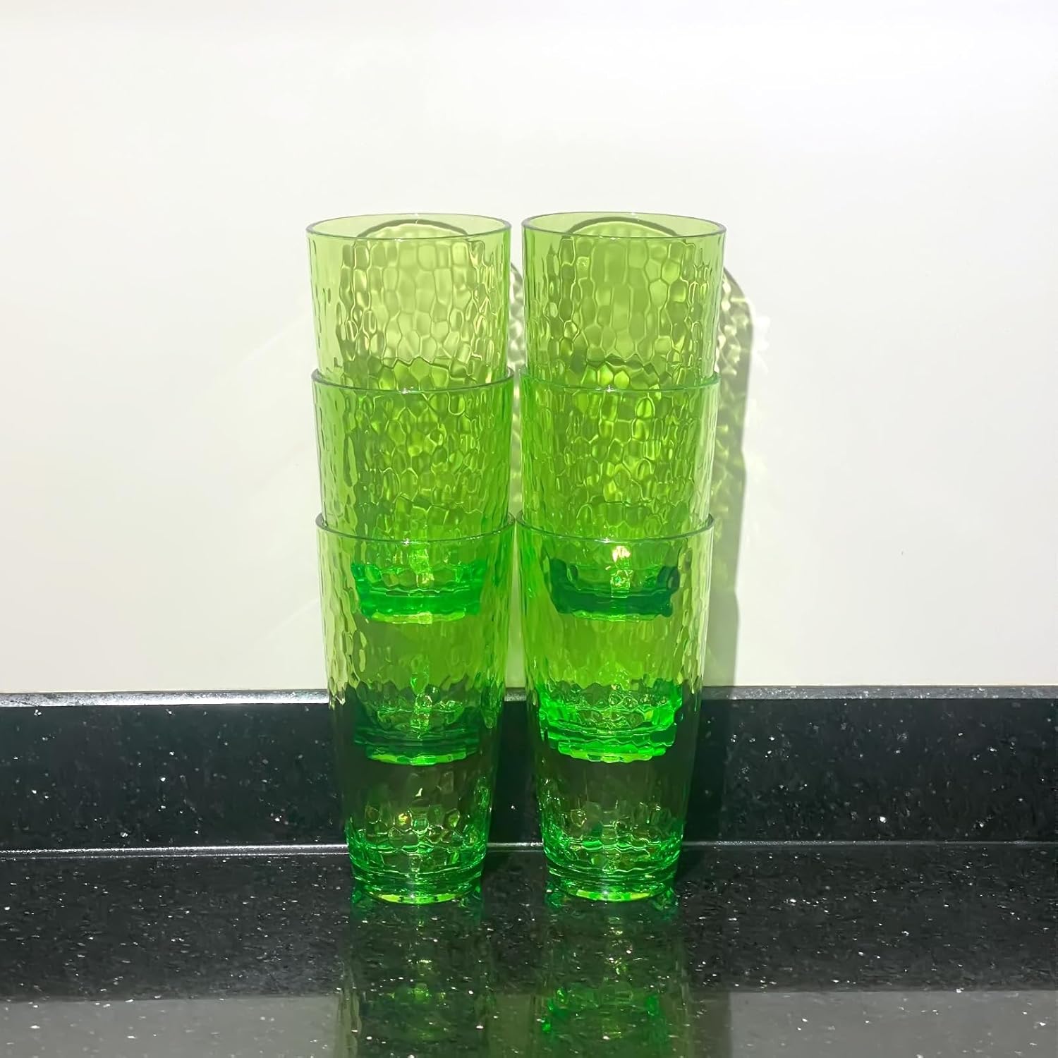 Set of 6 26-Ounce Large Acrylic Glasses Plastic Tumbler/Drinking Water Cups for Home Party,Hammered Style,BPA Free,Dishwasher Safe(Green) - Image 5