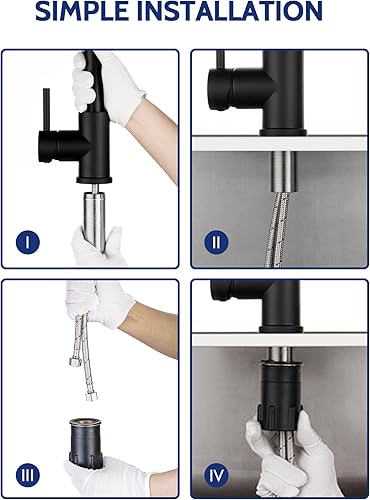 Miniatura 5 de LUFEIDRA Grifo de cocina gris negro grifo de fregadero con pulverizador, una sola manija de uno o tres agujeros comercial moderno RV acero
