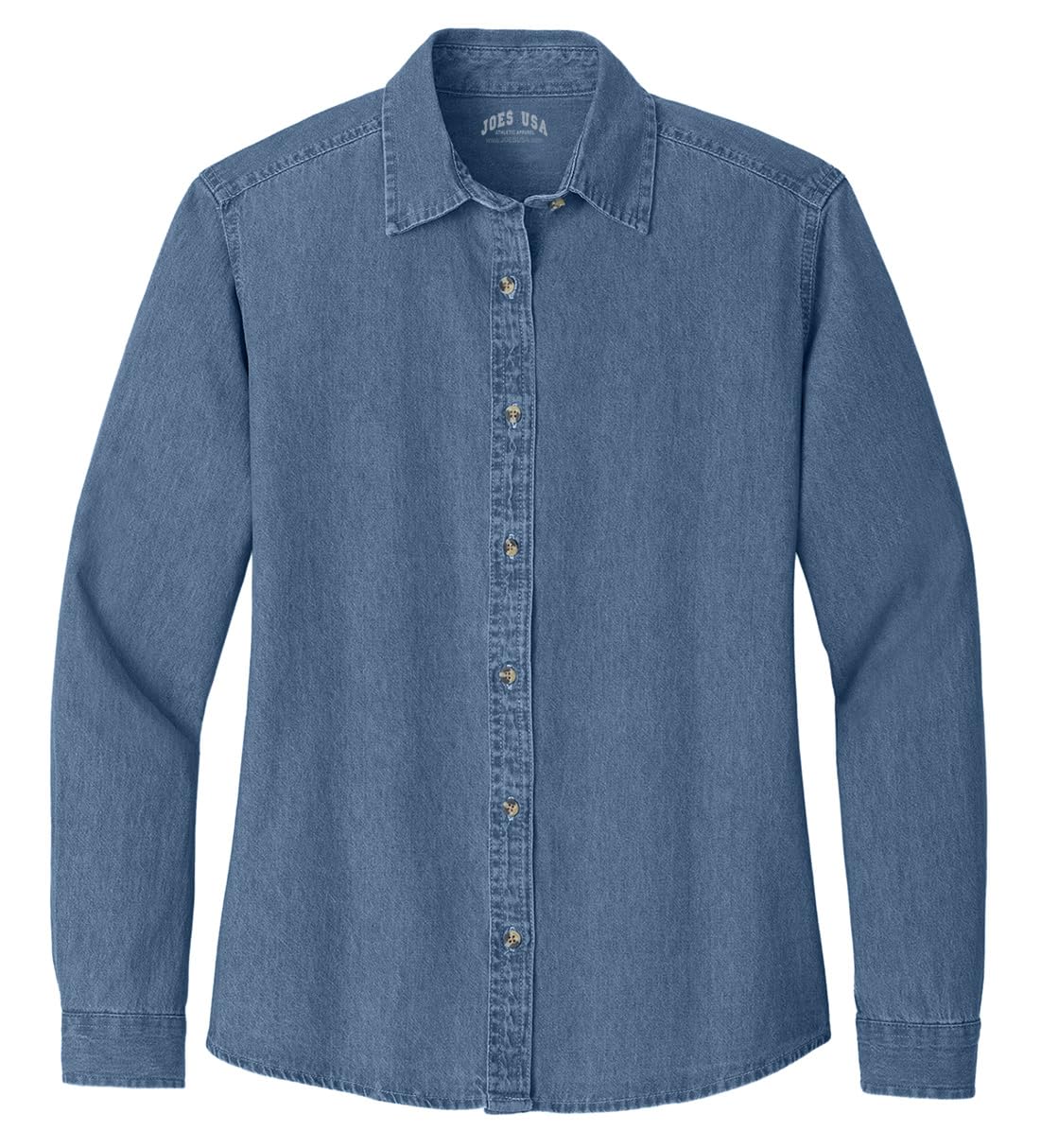 Joe's USA Ladies Long Sleeve Value Denim Shirts in Sizes XS-4XL