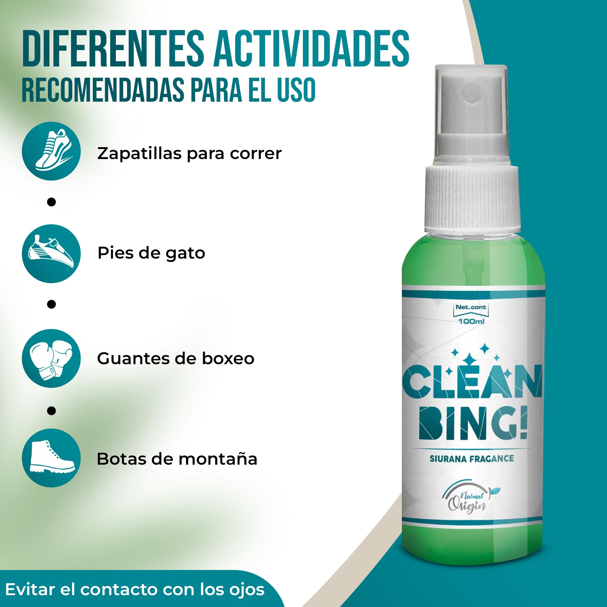 Desodorante Zapatos Quita Olor Spray Viaje Absorbe Olores Deportivos Neutralizador para Calzado Pies Muy Fuerte Pies de Gato Botas de Montaña Zapatillas Guantes de boxeo Prevenir Smelly feet 100ml