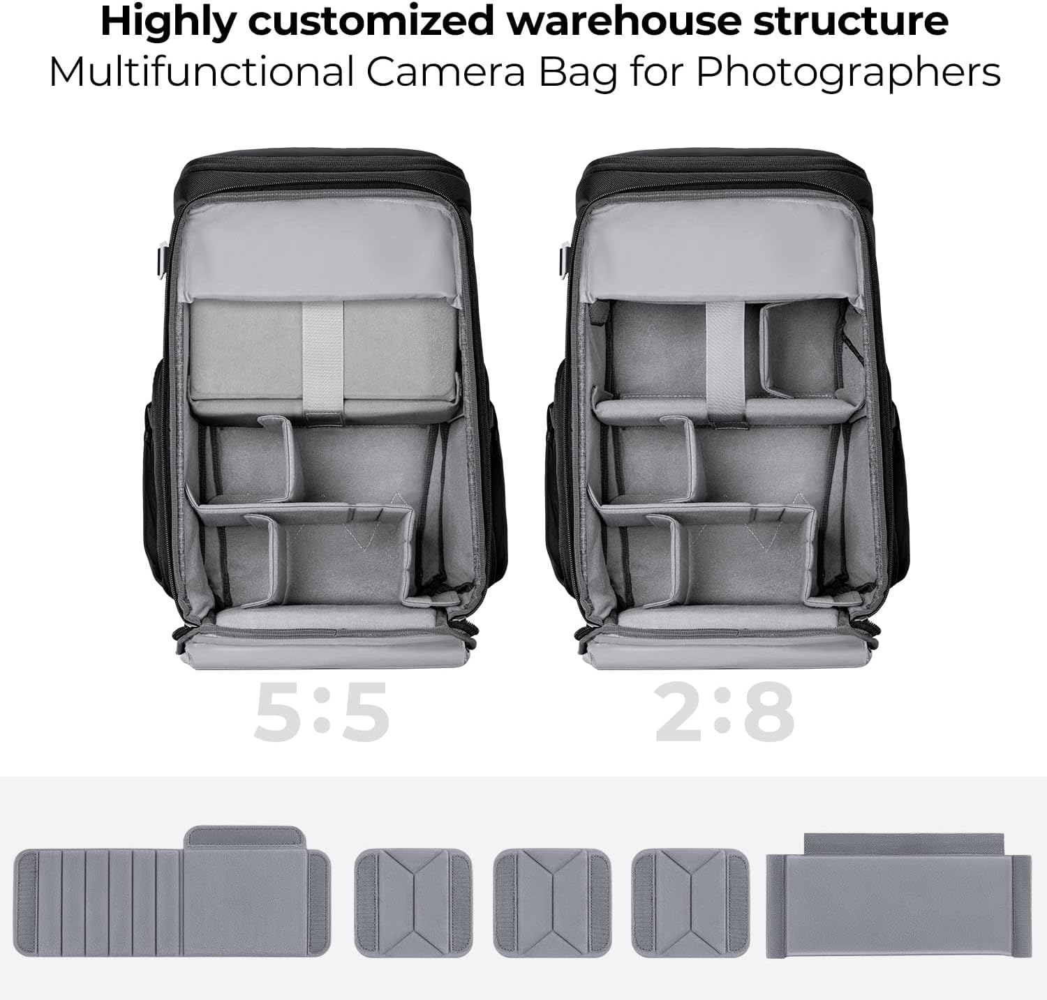 K&F CONCEPT Camera bag Backpack 25L Large Capacity Camera Case with Raincover 15.6 Inch Laptop Compartment Compatible with Canon/Nikon/Sony/DJI Mavic Drone Travel Camera Backpack
