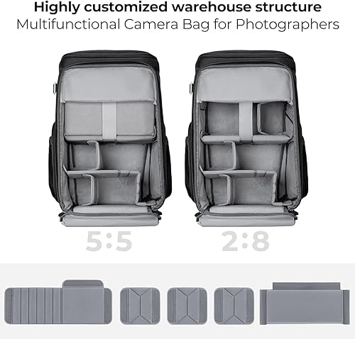 Miniatura 2 de K&F CONCEPT Mochila para cámara 25L Bolsa para cámara de gran capacidad con funda impermeable Compartimento para laptop de 15.6 pulgadas Compatible
