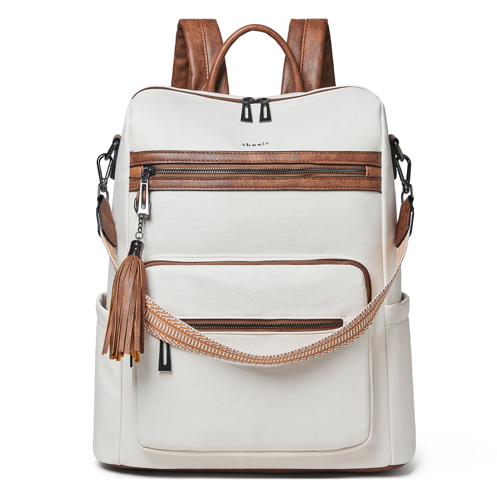 Shrrie 15.6 inch Laptop Backpack for Women,Large Leather Backpack Purse,Travel,Carry on,Water Resistant Casual Laptop Backpacks,College Backpack,Work