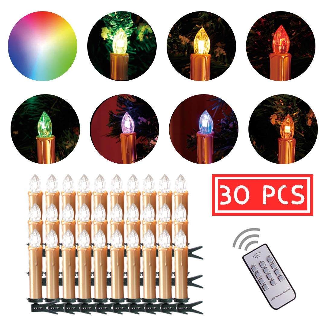 CCLIFE Candele LED Candele batteria candele senza fiamma Candele elettriche con Telecomando da Timer e Clip:RGB