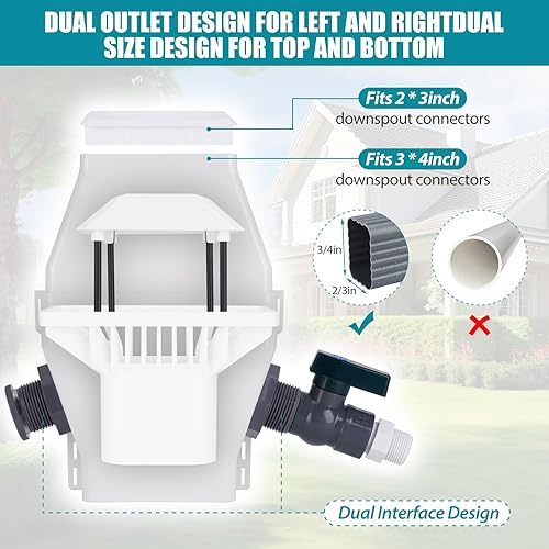 Miniatura 3 de Rainwater Collection System-Tintsabo - Kit de desviador de barril de lluvia para bajantes estándar de 2 x 3 o 3 x 4 pulgadas, desviador de agua de