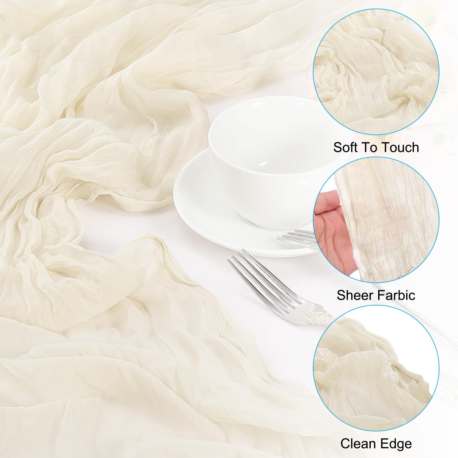 PATIKIL 10 Ft Cheesecloth Table Runner Rustic Gauze Terracotta Cheese Cloth Table Runner with Wrinkled for Bohemian Wedding Party Bridal Shower Table Decoration - Image 3