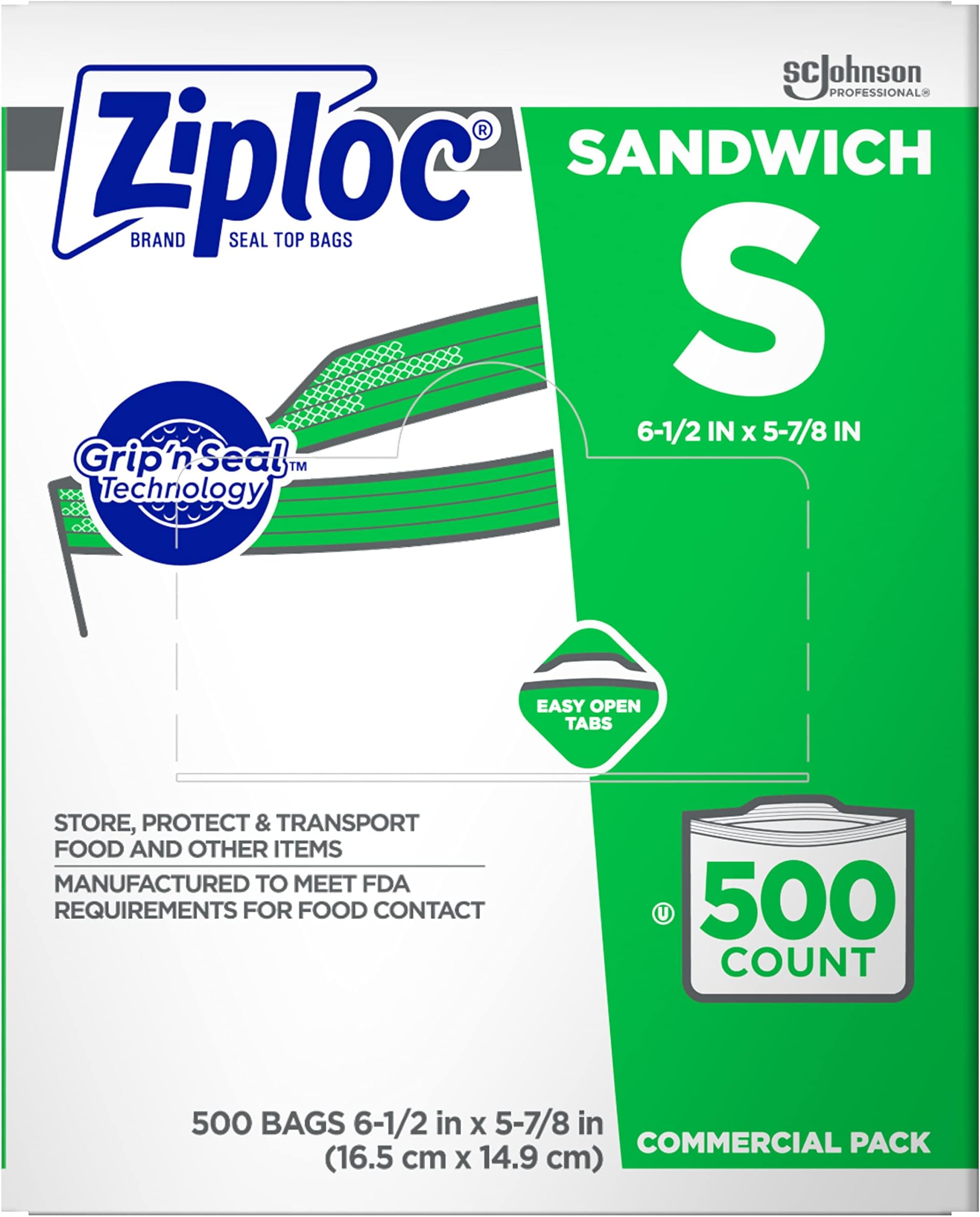 Amazon.com: SC Johnson Professional Ziploc Sandwich Bags, Easy Open ...