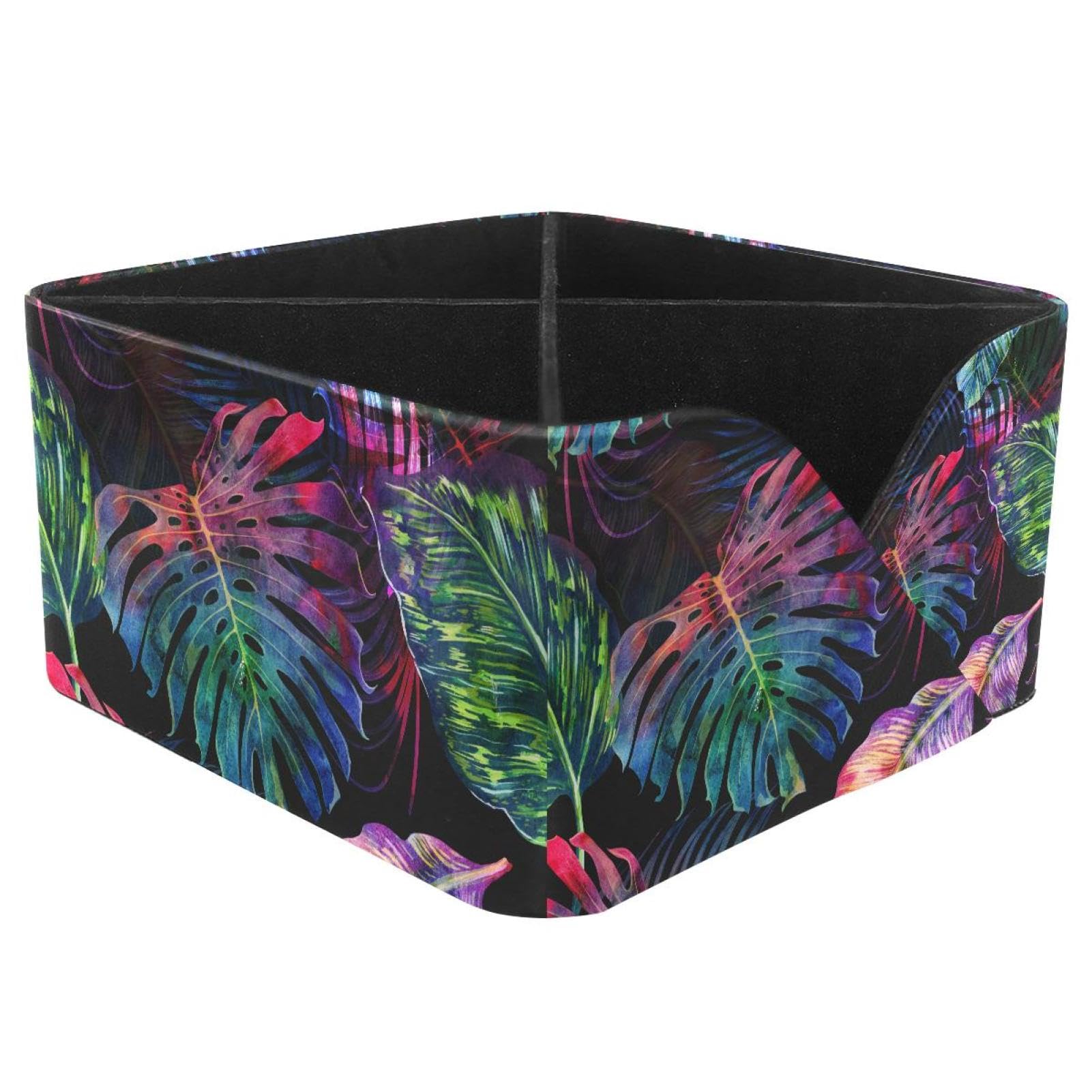 KengjuTesu Tropical Palm Leaves Jungle Monstera Leaf Floral Pattern Desktop Organizer Pen Holder, Rectangular Pencil Cup for Office, Study and Makeup Stations