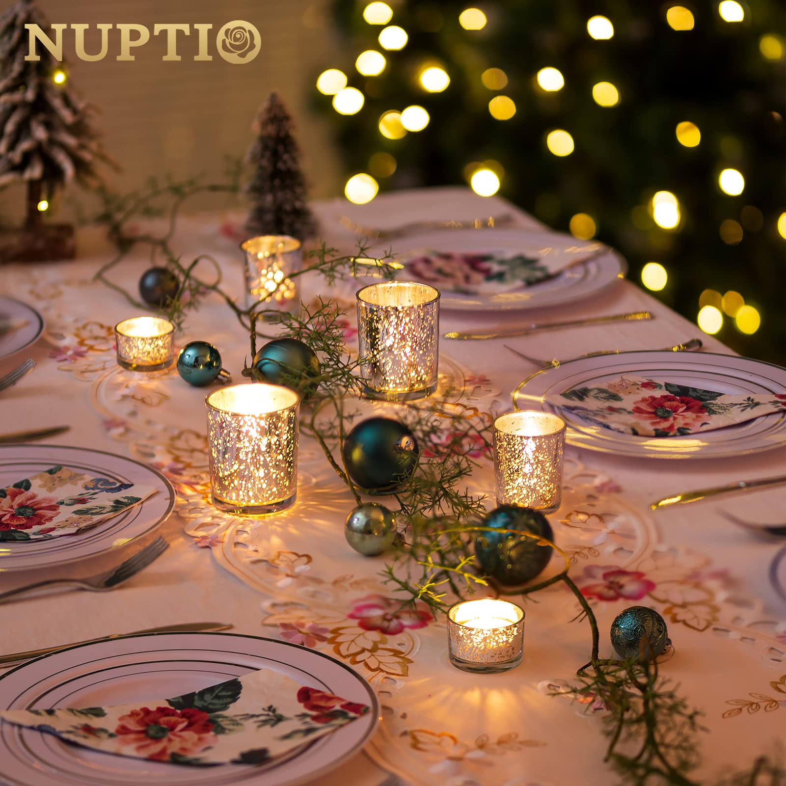 15 Portacandele Votivi In Vetro A Puntini - Argento 5x6 Cm | Per Decorazioni Romantiche