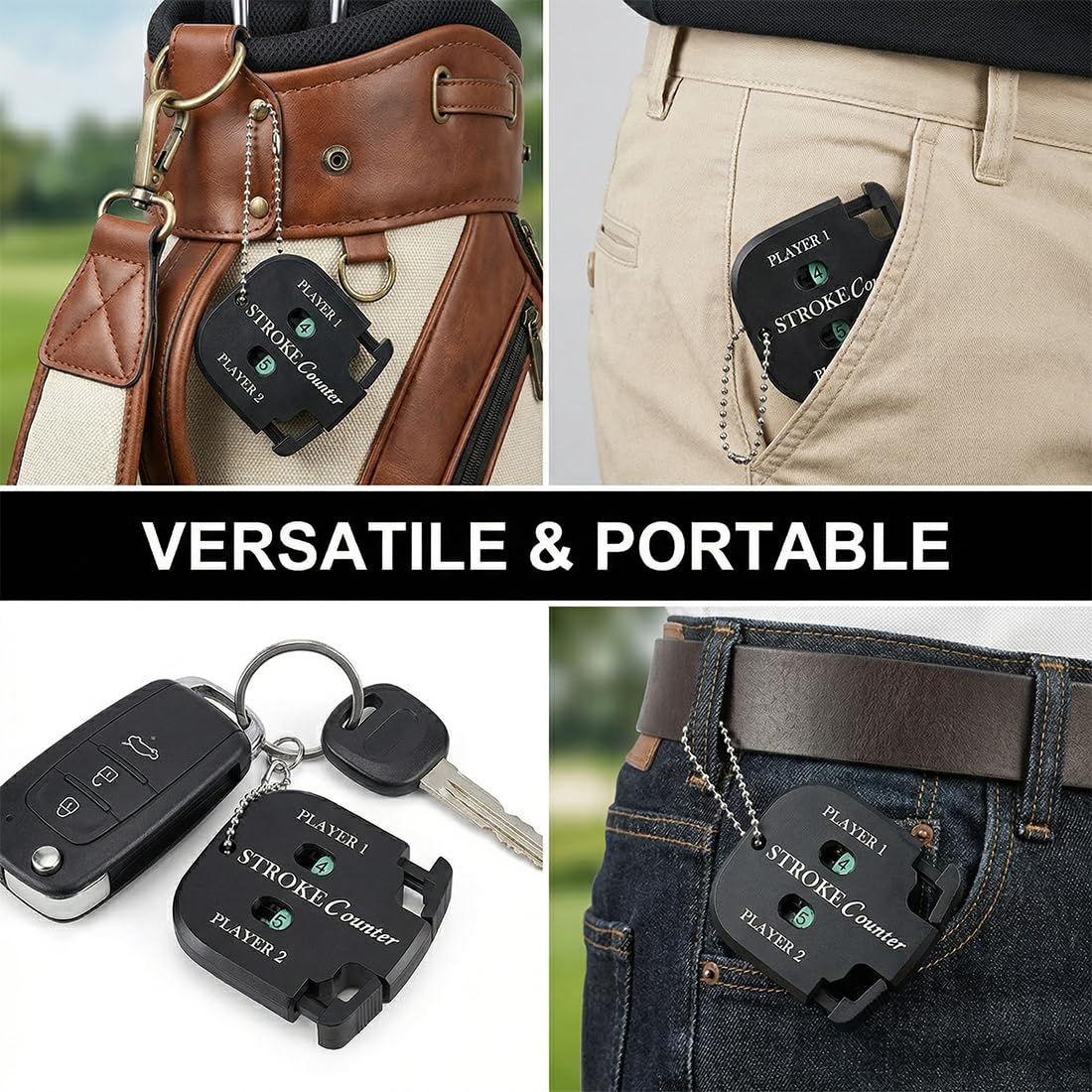 Contatore Golf 2 Pezzi Nero con Moschettone, Segnapunti Manuale Clicker Preciso per Colpi & Punti | Accessorio Affidabile per un Punteggio Esatto