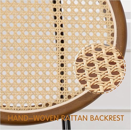 Miniatura 3 de Okeysen Taburete de bar de ratán, taburetes de bar de cuero para interiores, juego de 2, taburetes de bar de altura de mostrador con patas de metal