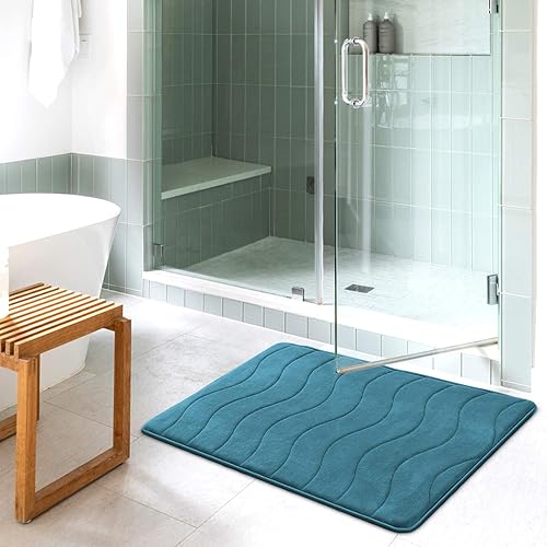 Vista 29 de Flamingo P Tapete de baño de espuma viscoelástica, extra largo, antideslizante, absorbente de agua, grueso, suave, lavable, 47 x 17 pulgadas