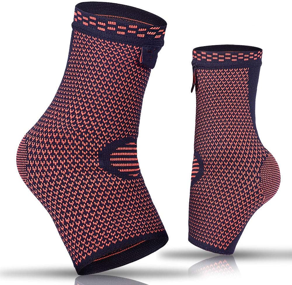 Upfist Ankle Brace Compression Sleeves for Joint Pain, Heel Spurs, Achilles tendon, Plantar Fasciitis, Foot Socks with Arch Support for Injury Recovery Swelling Relief Pair