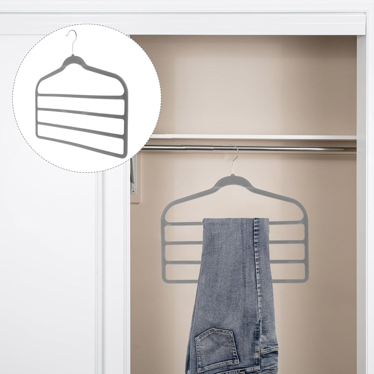 BESPORTBLE 10Pcs Multi-Layer Pants Hangers Space-Saving Trousers Racks Non-Slip Household Clothes Organizer for Scarves Ties Compact Closet Storage