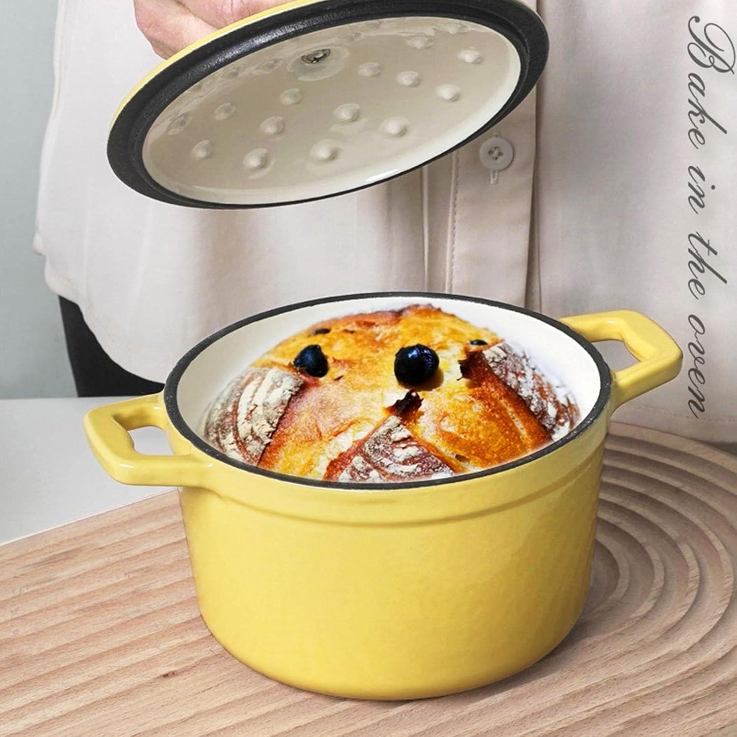 Heavy Duty Enameled Dutch Oven with Lid 14cm 0.9Quart Casserole Cooking Dish for Braising Boiling Simmering Food Ergonomic Handle